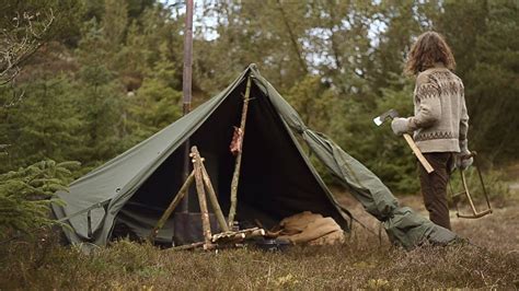 Bushcraft Trip Canvas Tent Wood Stove Chair Making Homemade Tools Etc Tent Bushcraft