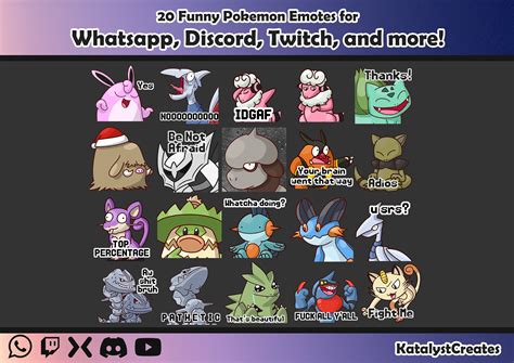 Funny Pokemon Digital Sticker Pack 5 Funny Twitch Stream Etsy