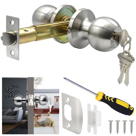 TPard 5" Backset Latch Keyed Entry Door Knob with Lock and Key