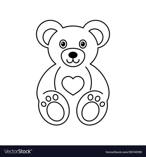 Cute Teddy Bear Outline Logo Design Royalty Free Vector