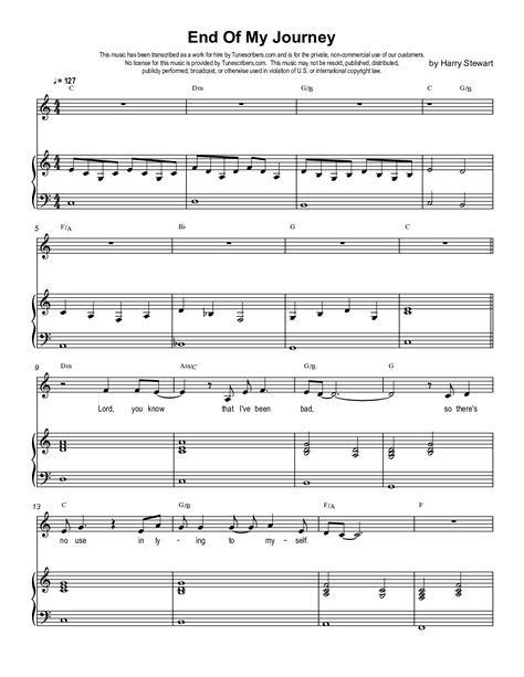 Tunescribers End Of My Journey Sheet Music