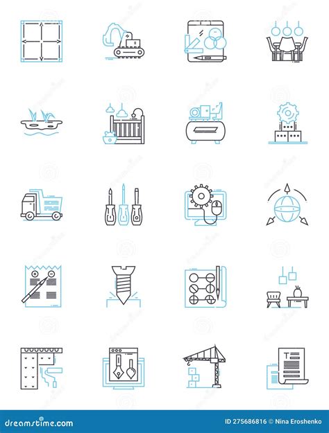 Building Compnts Linear Icons Set Roofing Flooring Insulation