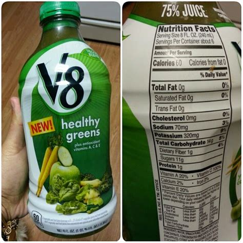 V8 Healthy Greens Nutrition Label - Nutrition Ftempo