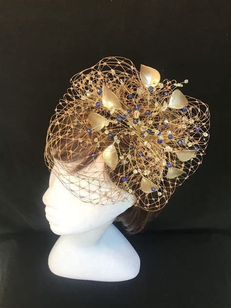 Gold Fascinator Gold And Navy Fascinator Mother Of The Bride Etsy