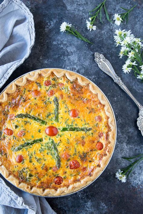 Asparagus Tomato Cheddar Quiche Quick Easy Recipe Quiche