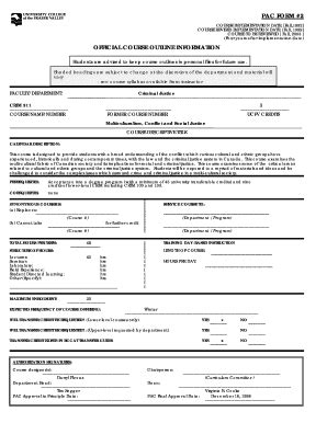 Fillable Online Pac Form 2 Official Course Outline Information