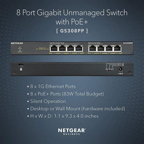 NETGEAR PoE Switch 8 Port Gigabit Ethernet Unmanaged Network Switch