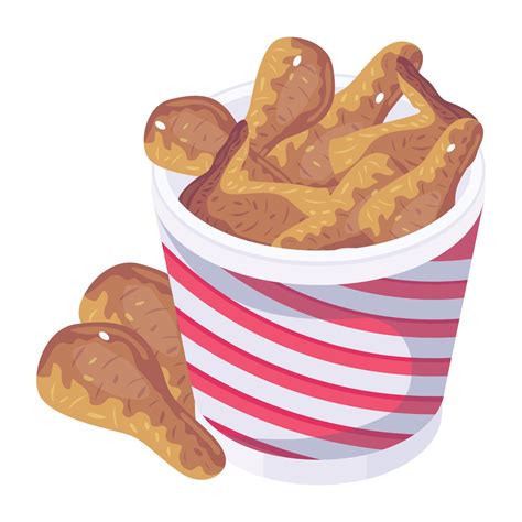 Isometric Icon Of Chicken Wings Food Bucket 7127692 Vector Art At Vecteezy