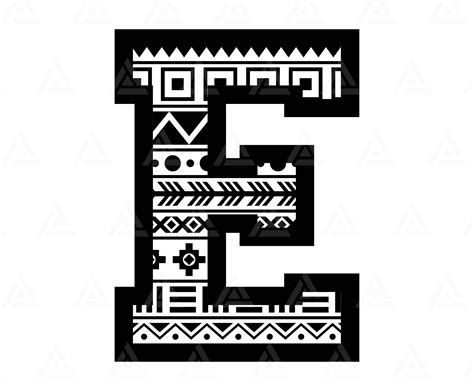 Letter Font Aztec E Clip Art