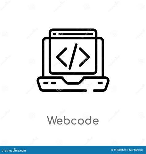 Icono Del Vector Del Webcode Del Esquema L Nea Simple Negra Aislada