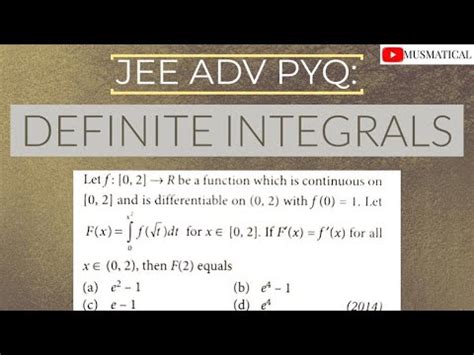 JEE ADV PYQ DEFINITE INTEGRALS YouTube