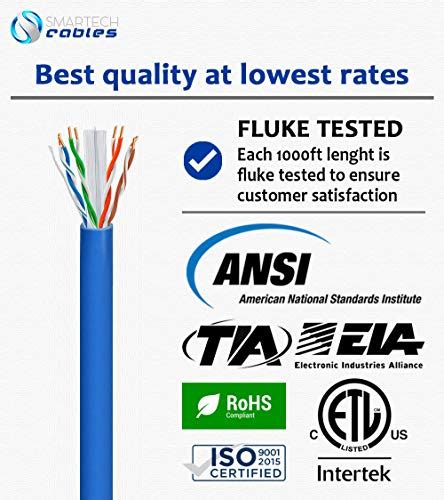 Cat6 Cmp Cable 1000ft Plenum Cca 23awg 550mhz Utp Unshielded Twisted Pair Guaranteed High