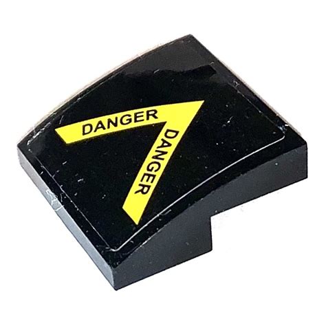 LEGO Black Slope 2 X 2 Curved With V Shaped Danger Sticker 15068