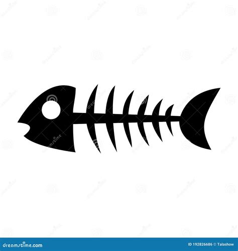 Fish Skeleton Icon On A White Isolated Background Stock Vector