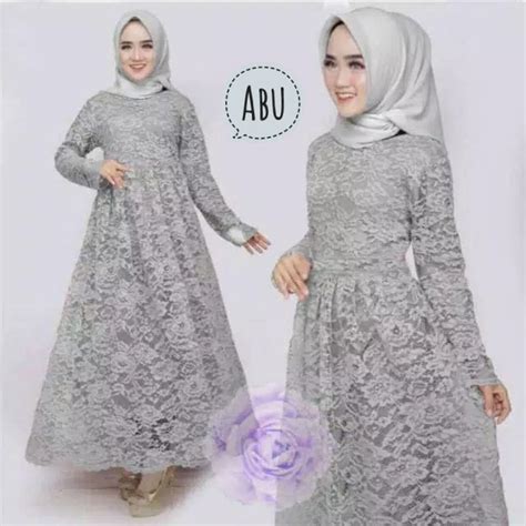 Jual Noilla Gamis Maxi Tiara Bahan Brokat Tulang Corneli Size M L