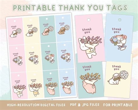 Printable Thank You Tags Printable Gift Tags Thank You Card - Etsy