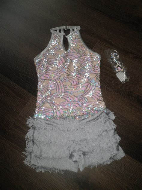 LC Preloved Solo Weissman Silver Beige Sequin Fringe Costume With