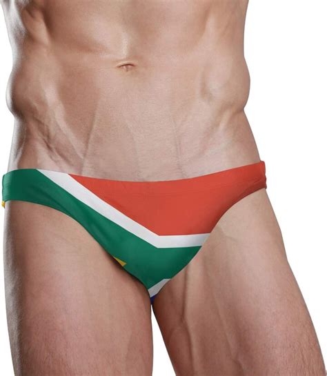 ZZKKO Men Swim Brief Bikini South African Flag Beach Bikini For Men