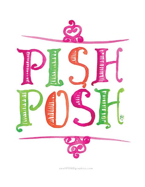 Pish Posh Watercolor Print With Hand Lettering Etsy