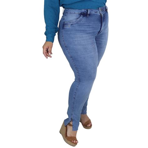 Calça Jeans Feminina Plus Size Skinny Lycra Cambos