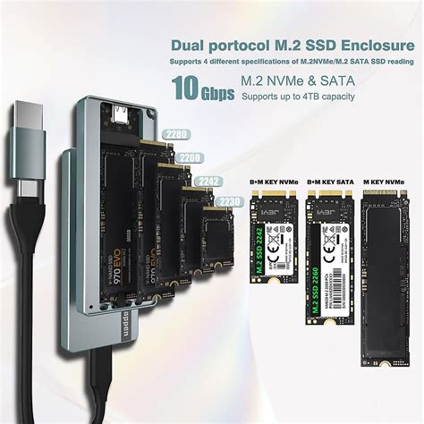 10gbps M 2 Ssd Case Nvme Sata Dual Protocol M 2 To Usb Typec 3 1 Ssd Adapter Fruugo Dk