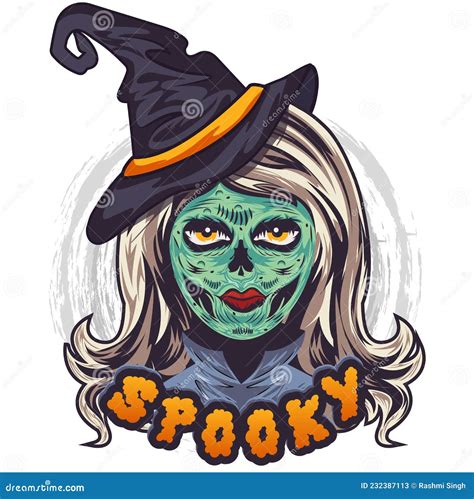 Cabeza De Bruja Aterradora Con Sombrero Stock De Ilustraci N