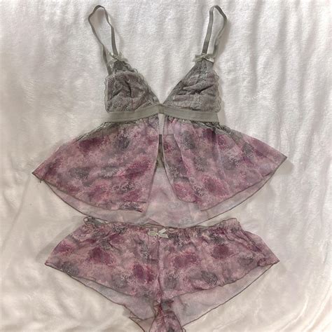 Coquette Vintage Purple And Green Lace Lingerie Depop