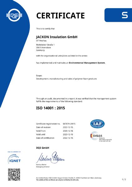 Jackoboard® Iso 14001 Certificate Bewi Uk Construction Nbs Source