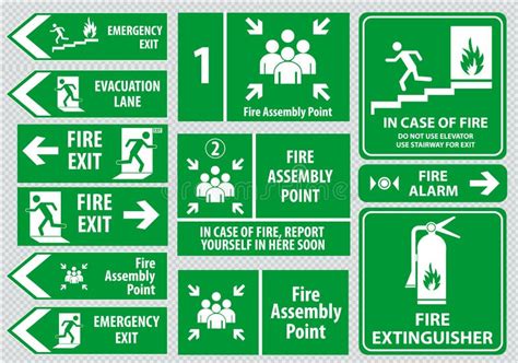 Set Of Emergency Exit Sign Fire Exit Emergency Exit Fire Assembly