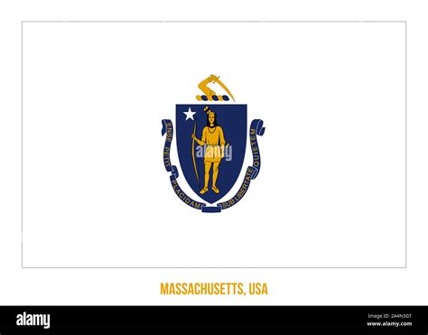 Massachusetts Usa State Flag Vector Illustration On White Background Flag Of The United