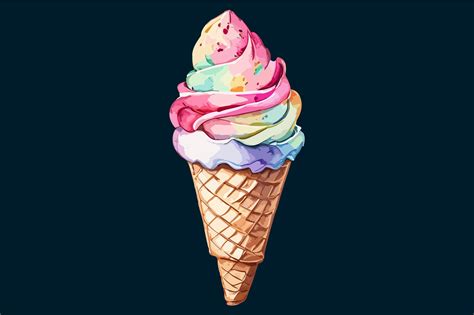 Watercolor Ice Cream Cone Clipart Design Graphic By As Ashik · Creative Fabrica