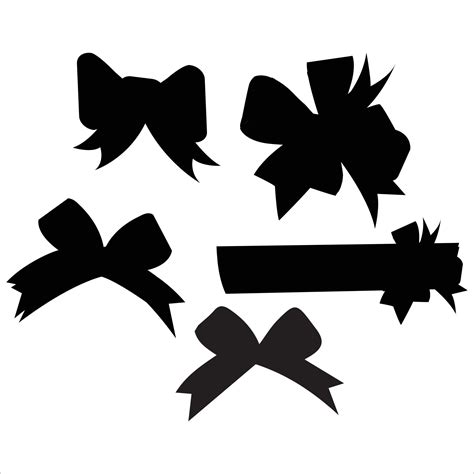 Ribbon Set Silhouette Bow Ribbon Set Silhouette White Background Free