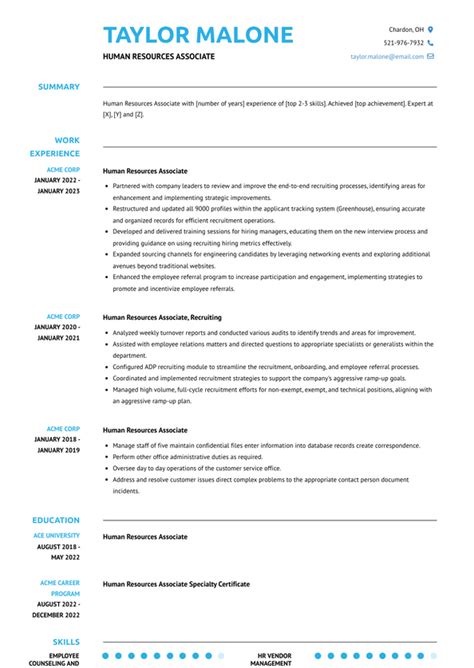 Human Resources Associate Resume Examples And Templates