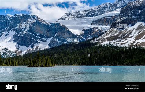 Crowfoot Glacier - A close-up view of Crowfoot Glacier at shore of Bow ...