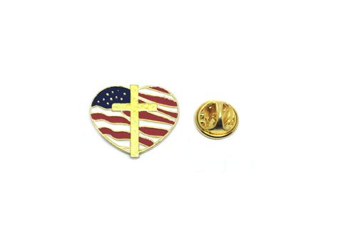 American Flag With Cross Lapel Pin Finox