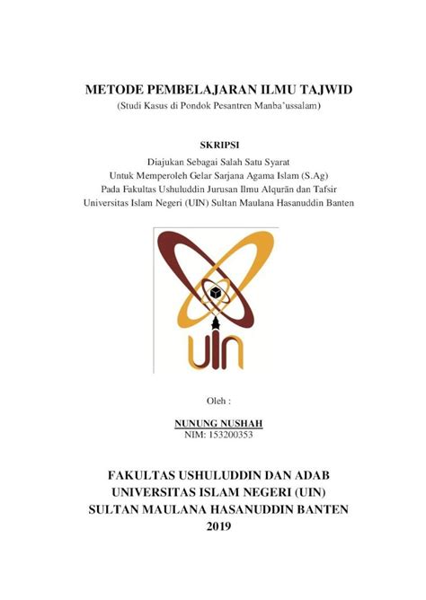 Pdf Metode Pembelajaran Ilmu Tajwidrepository Uinbanten Ac Id