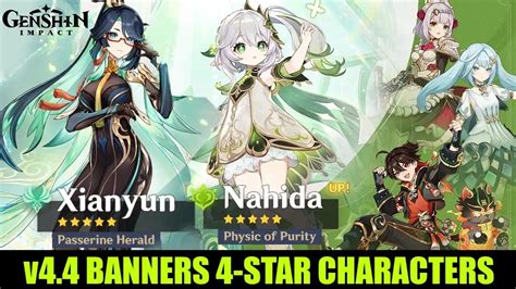 Genshin Impact 44 Banners 4 Star Characters And Weapons For Both Phases