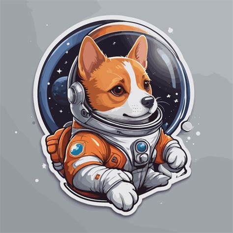 Vetor De Desenho Animado De Astronauta De Cachorro Vetor Premium