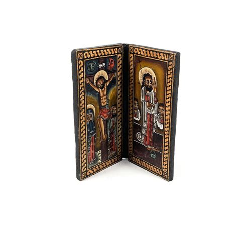 2 Panel Wood Painted Coptic Icon Ethiopia Etsy