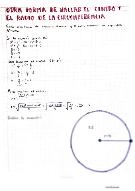 Solution Geometria Metodo Para Encontrar El Centro Y Radio De Una