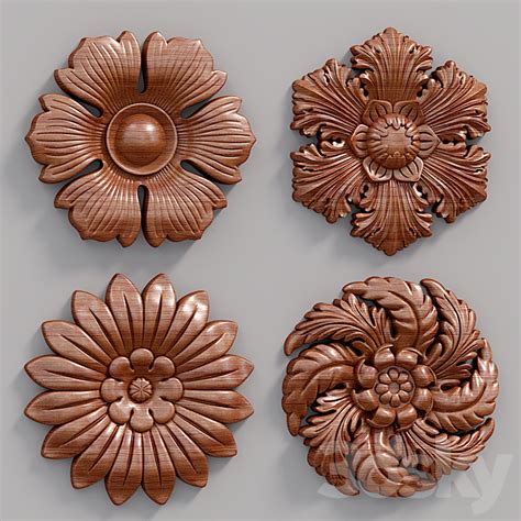 Decorative Wall Rosettes 04 - Decorative plaster - 3D Models