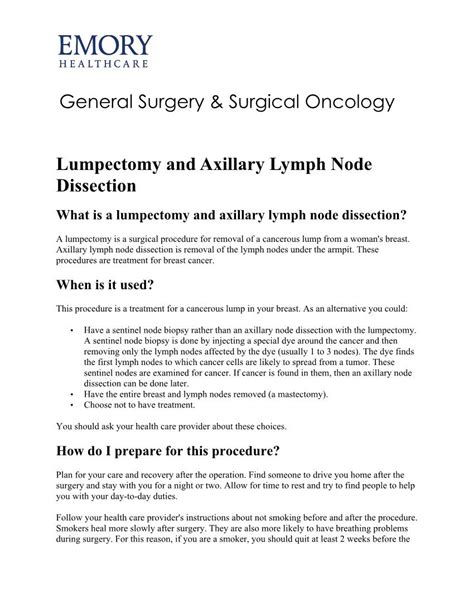 Lumpectomy and Axillary Lymph Node Dissection What Is a Lumpectomy and ...