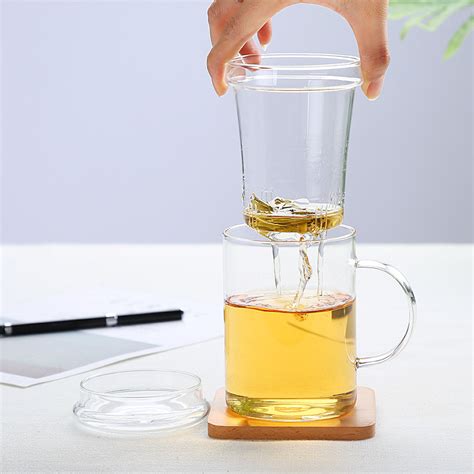 14oz / 420ml Glass Tea Infuser Cup With Lid Durable Loose Leaf Tea Mug