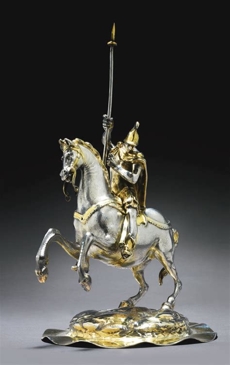 A German Parcel Gilt Silver Equestrian Figure Of St George Most