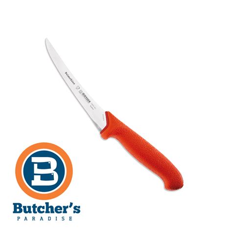 Butchers Giesser Curved Blade Boning Knife Prime Line Red Handle