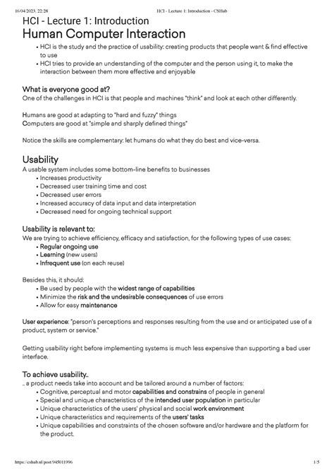 Hci Lecture 1 Introduction Cshub Hci Lecture 1 Introduction