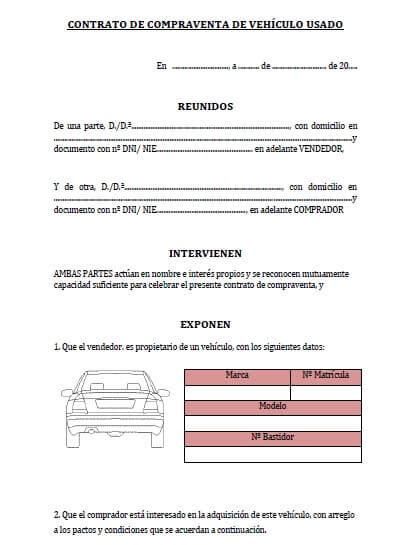 Modelo De Contrato De Compraventa De Vehiculos Actualizado Septiembre