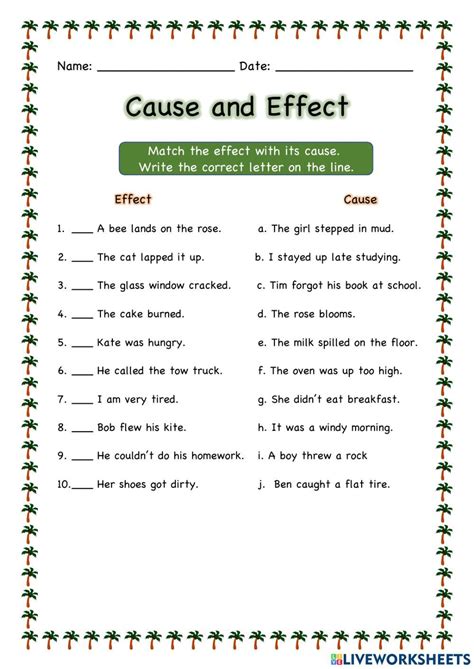 Cause And Effect For Grade 1 Worksheets