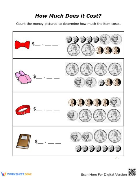 How Much Does It Cost Worksheet