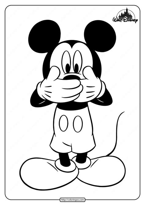 Mickey Mouse Covered His Mouth Coloring Pages High Quality Free